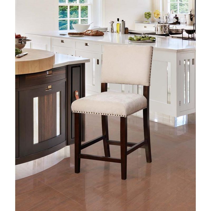 Linon Clayton Natural Washed Velvet Counter Stool