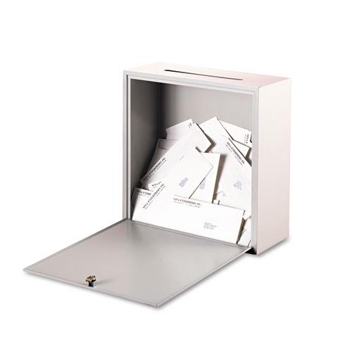 Buddy 562632 Wall-Mountable Interoffice Mail Collection Box  18w x 7d x 18h  Platinum