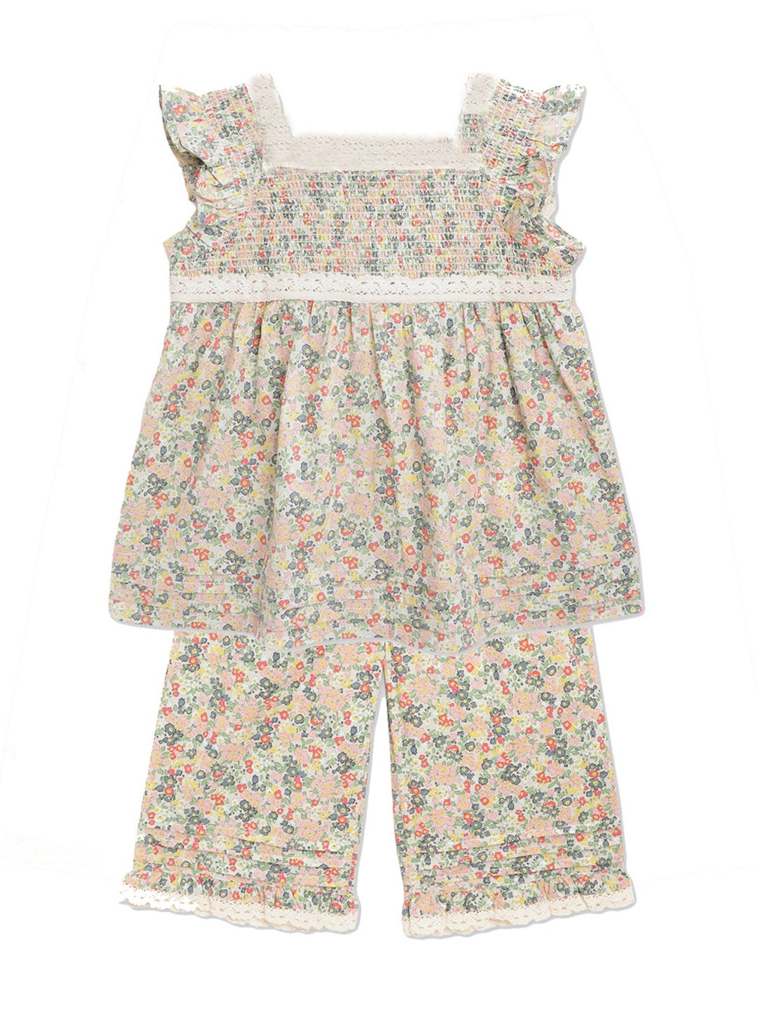 Cherry Crumble by Nitt Hyman Girls Multicolor Floral Floral Half Cuffed Nightsuit