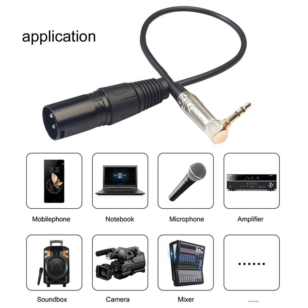 0.3m 90 Degree 3.5mm Stereo TRS Male to XLR 3Pin Male Audio Cable Wire Cord (1pcs)