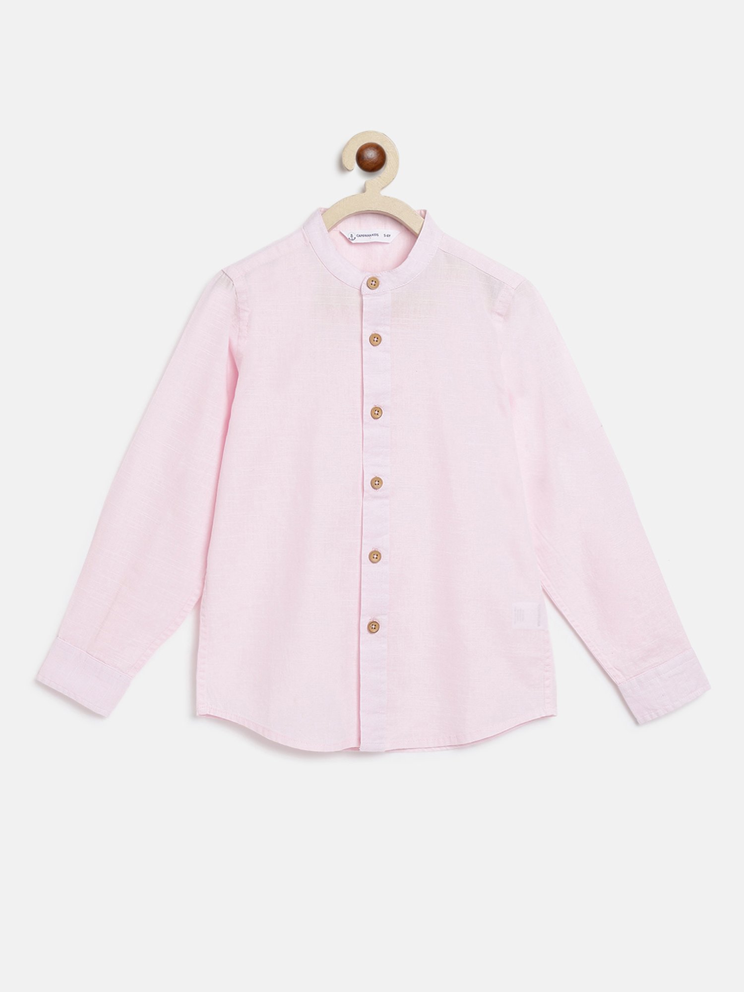 Campana Kids Pink Solid Full Sleeves Shirt