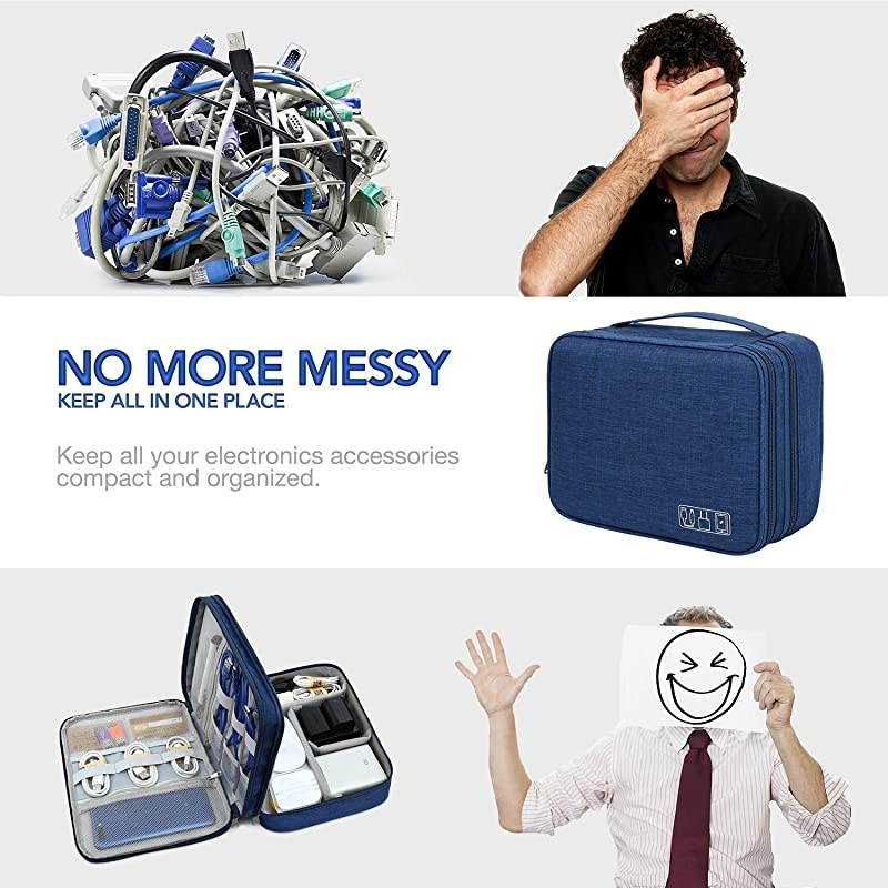 Electronic Organizer Travel Universal Cable Organizer Electronics Accessories Cases for Cable, Charger, Phone, USB, SD Card