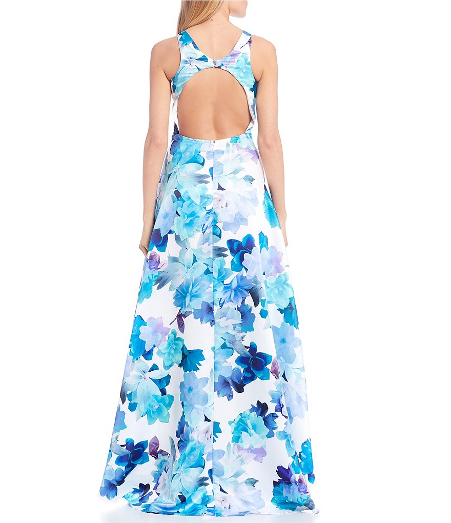 Jump Sleeveless V-Neck Floral Print Long Dress