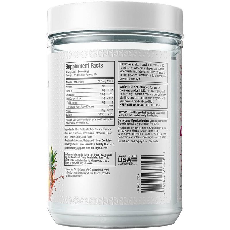MuscleTech ISO Whey Clear Ultra-Pure Protein Isolate - Pink Tropical Punch - 1.1lbs