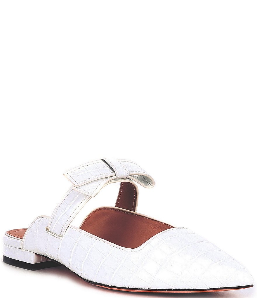 AD & Daughters Jemma Croc Embossed Leather Mules