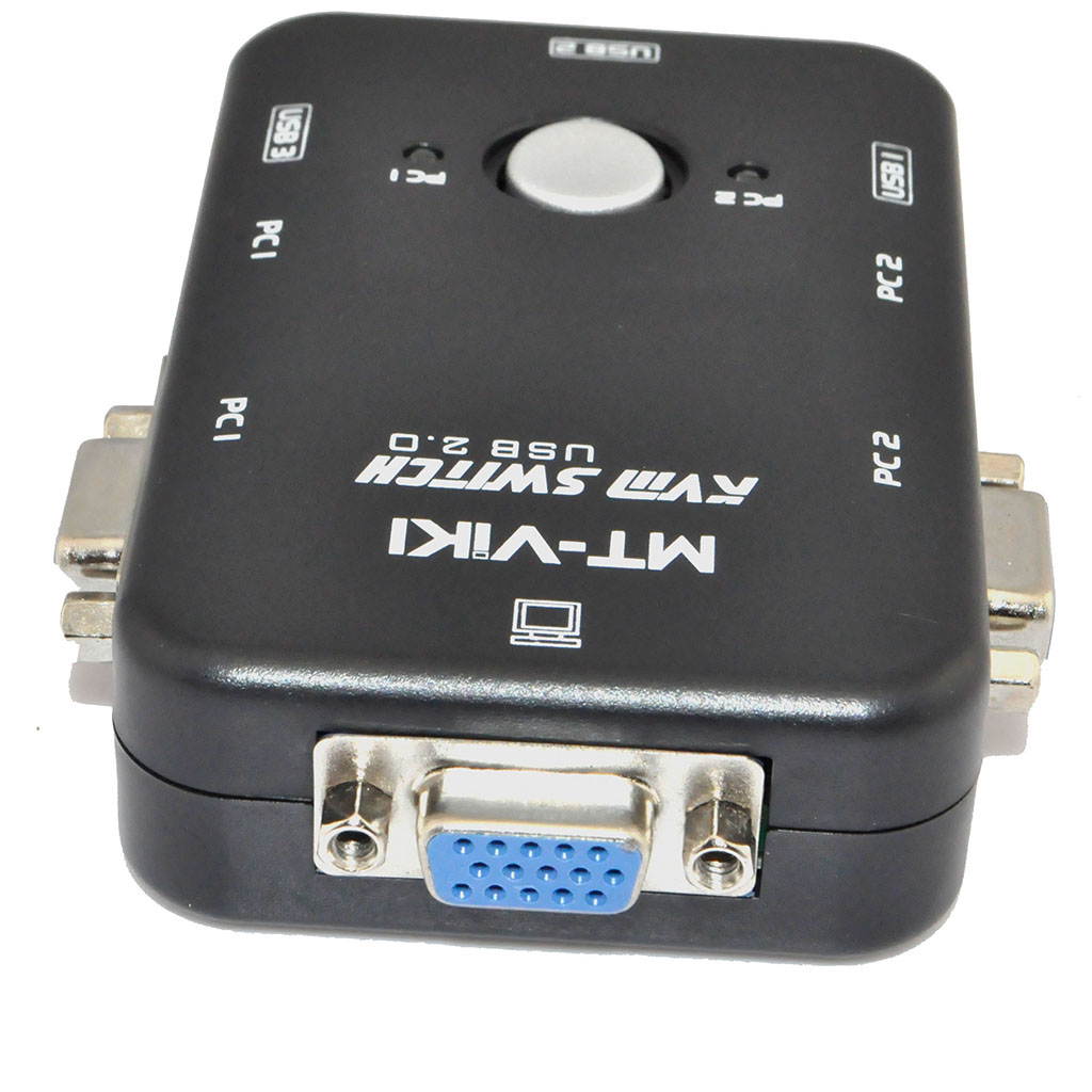 iKKEGOL USB 2.0 4-Port Monitor VGA SVGA KVM Switch Box + 4 KVM Cables for PC Keyboard Mouse - Black