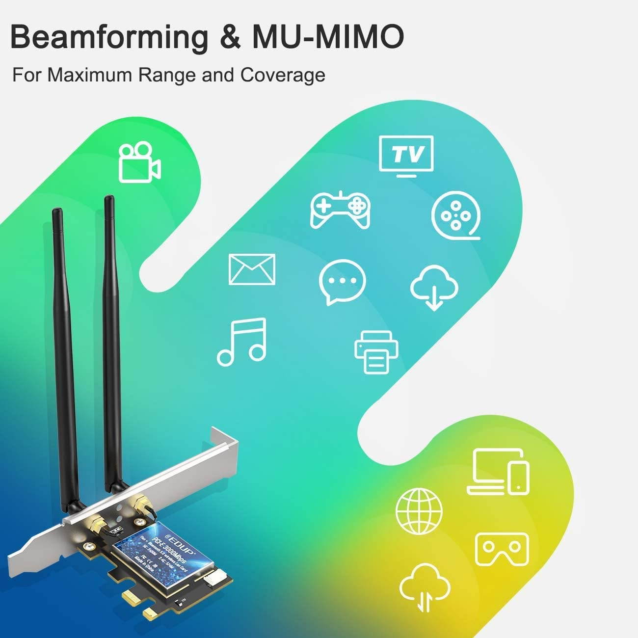 Wifi Adapter, PCIe WiFi 6 Card Bluetooth 5.0 AX 3000 Mbps AX200 Dual Band 5.GHz/2.4GHz PCI-E Wireless WiFi Network Adapter Card for Desktop Windows 10 64-bit