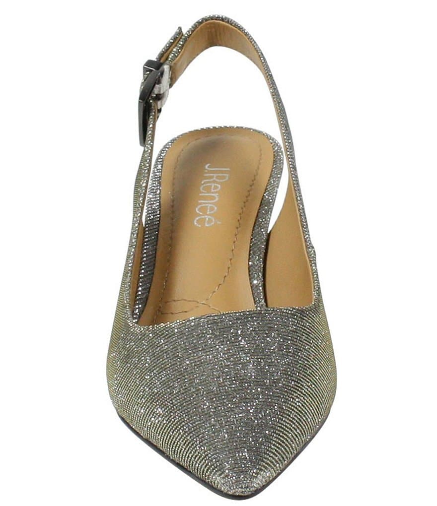 J. Renee Mayetta Embossed Heel Pointed Toe Glitter Slingback Pumps