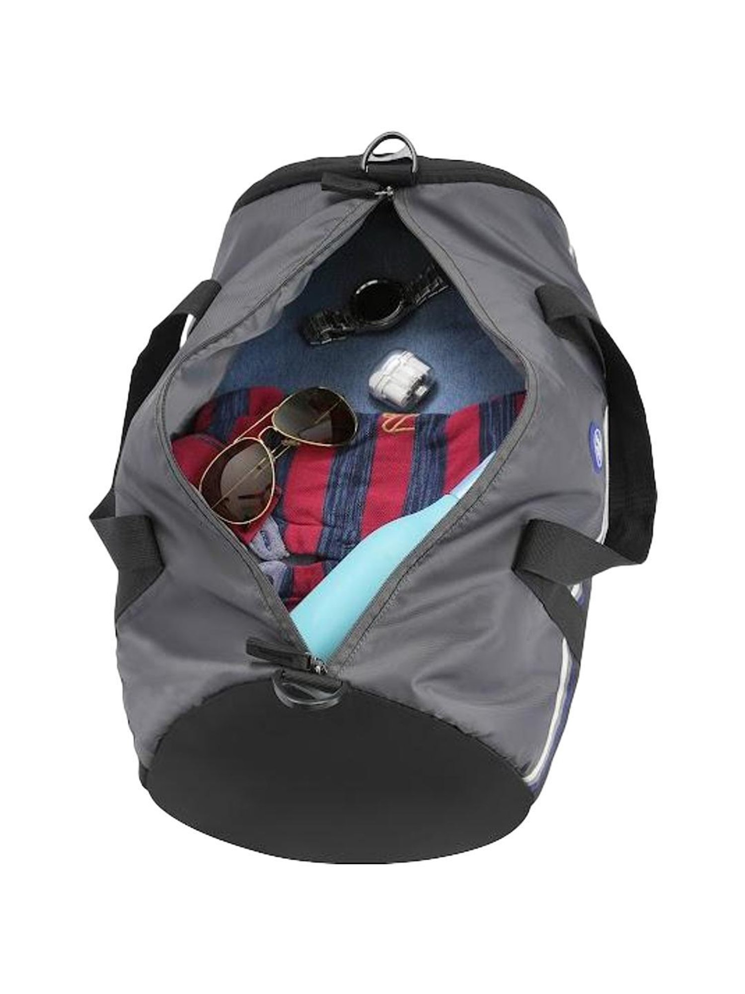 Aeropostale Duo Grey & Black Polyester Color Block Duffle Bag