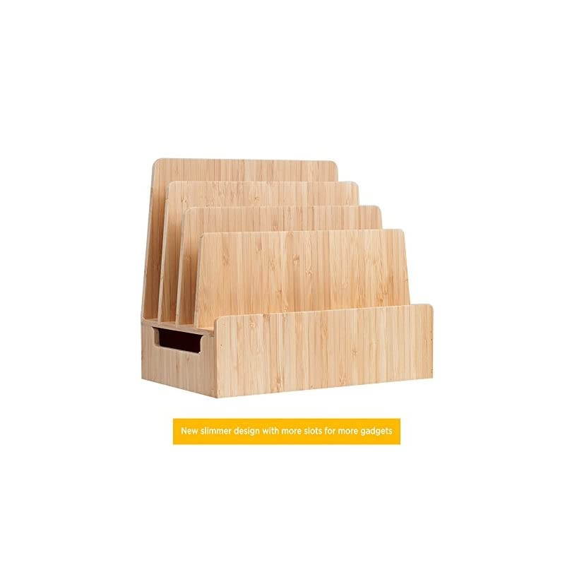 Bamboo Charging Station amp Multi Device Organizer Slim Version for Smartphones Tablets and Laptops