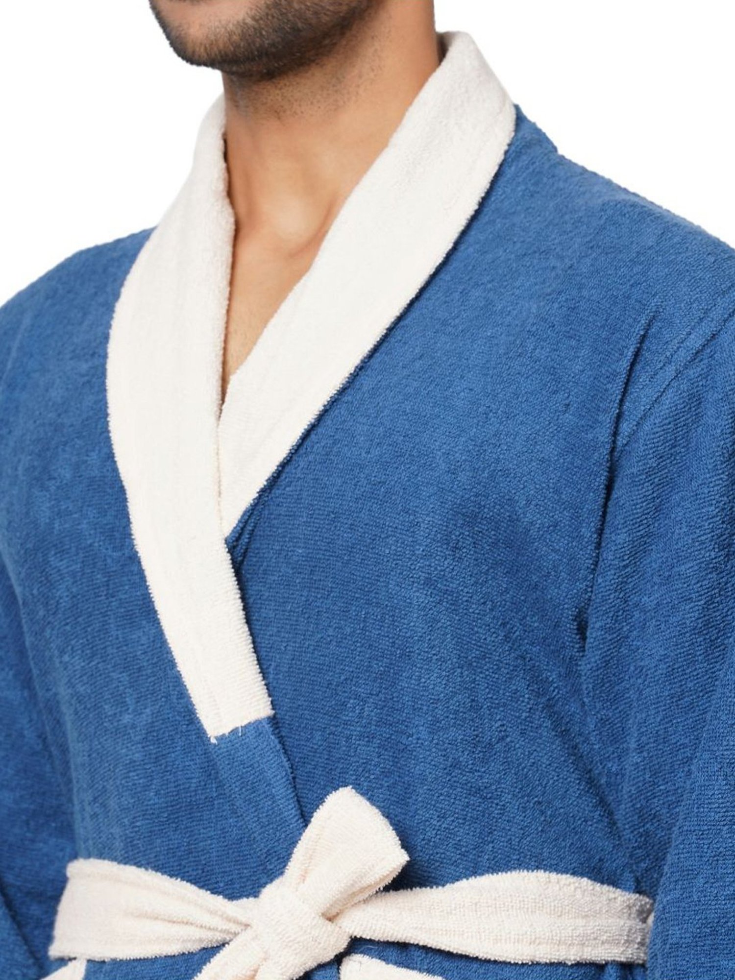 Spaces Cloudz Solid Blue Cotton Bathrobes