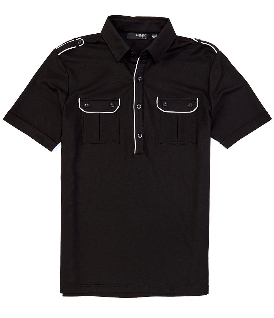 Murano Liquid Luxury Slim-Fit Piped Short-Sleeve Polo Shirt