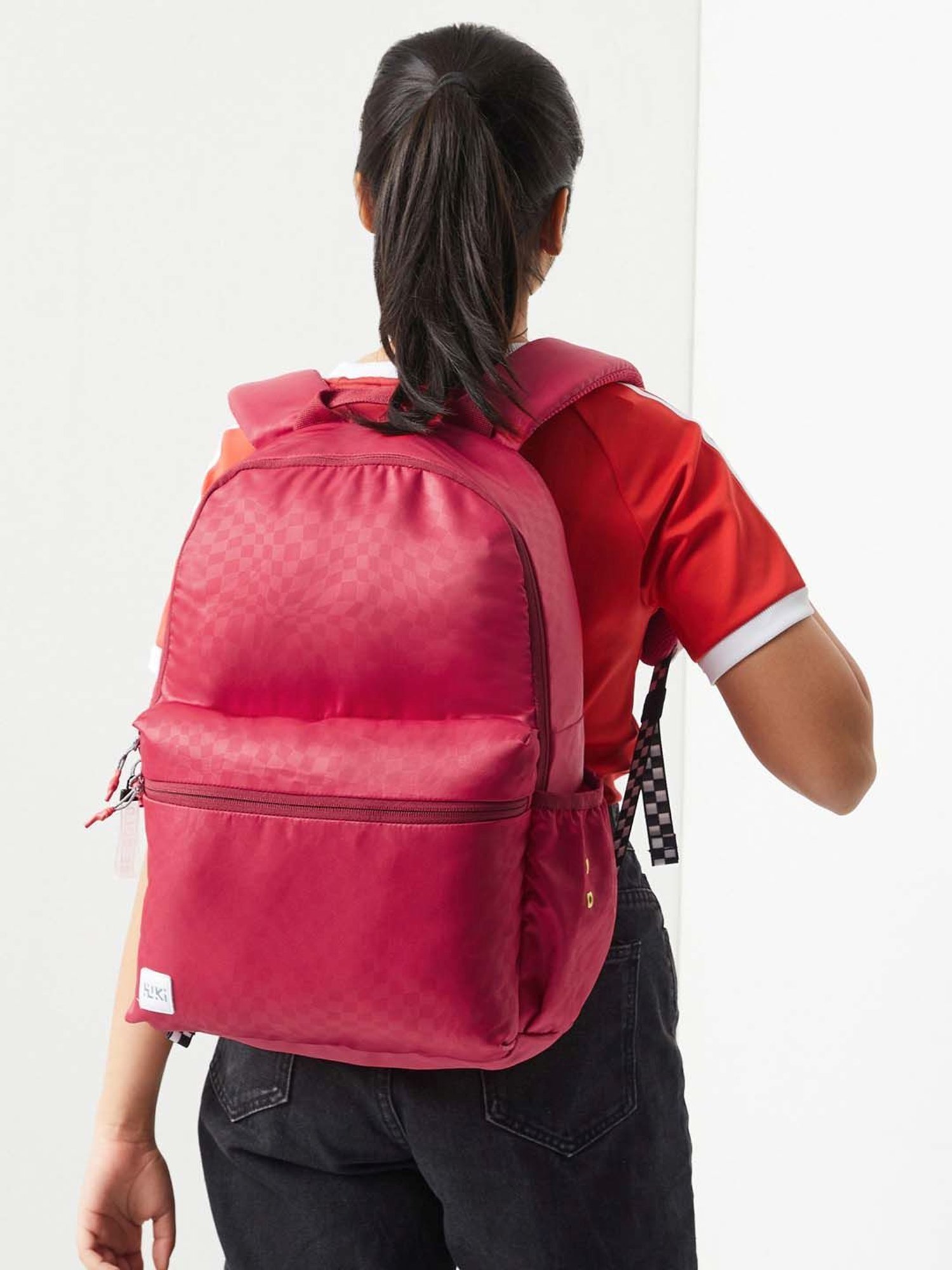 Wiki Back to School Red Polyester Printed Backpack - 18 Ltrs