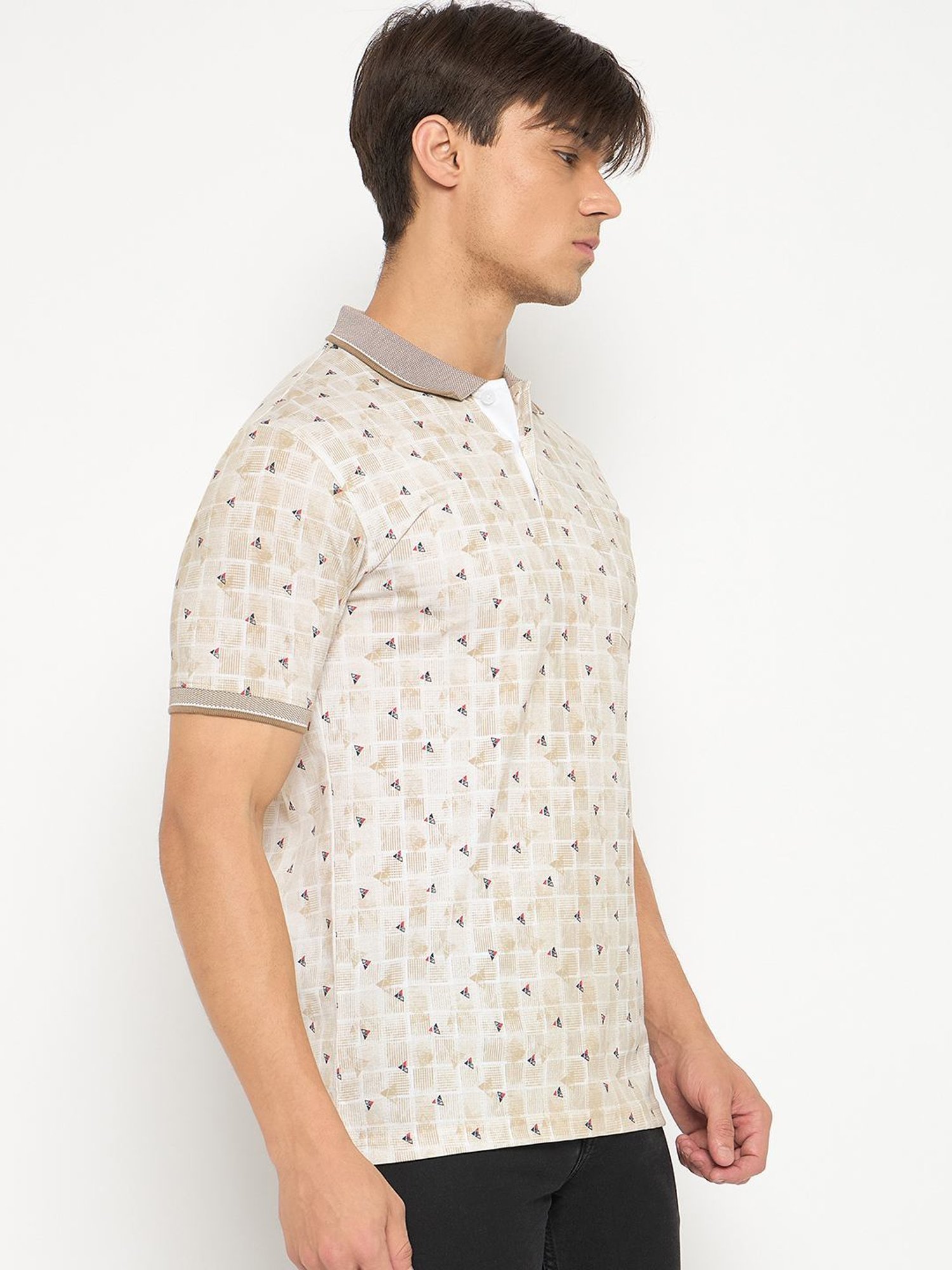 Duke Beige Regular Fit Printed Polo T-Shirt