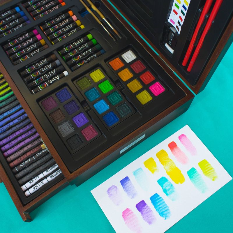 136pc Draw + Color + Paint Art Set in Wood Case - Art 101