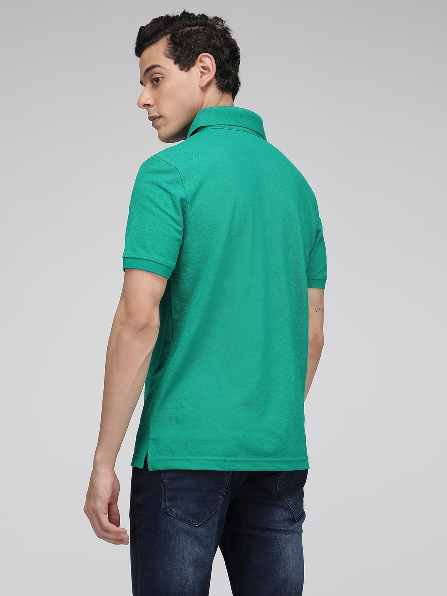 Sporto Teal Green Regular Fit Polo T-Shirt