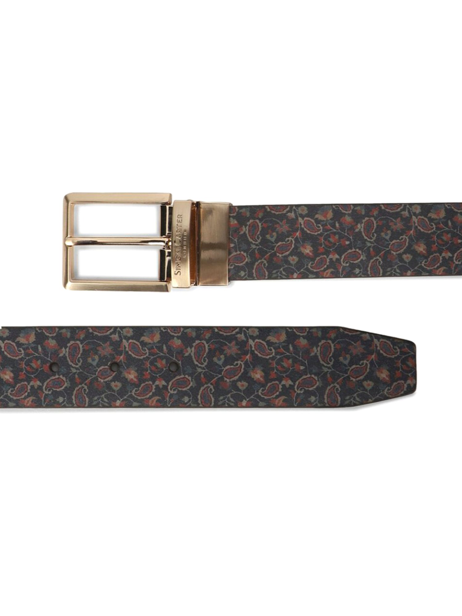 Simon Carter Multicolor Leather Printed Casual Belt for Men