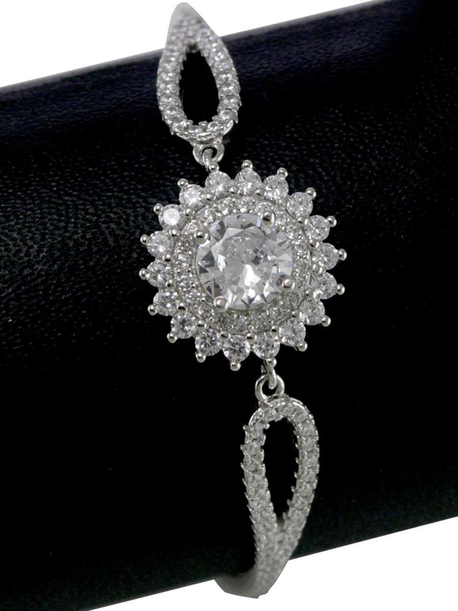 Taraash 92.5 Sterling Silver Flower Bangle for Women