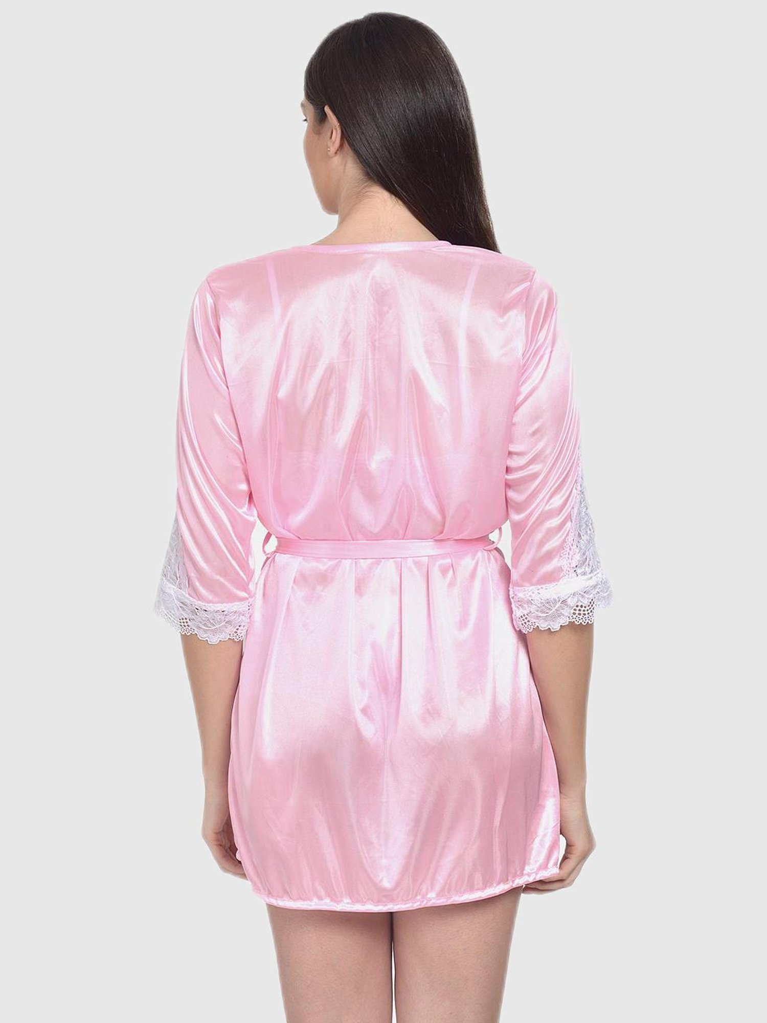 mod & shy Pink Lace Print Sleepwear Robes