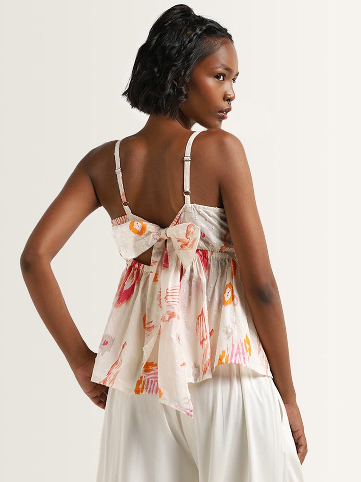 Bombay Paisley by Westside White Ikat Print Top