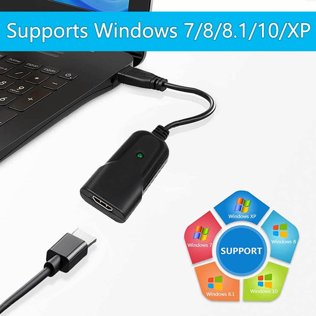 HDMI USB Video Capture Device HDMI to USB 2.0 Video Audio Capture Recorder Grabber 1080P for Xbox PS4 DVD Camera Live Streaming