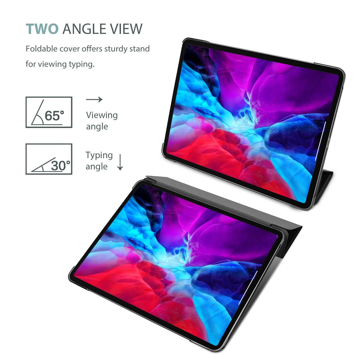 ProCase iPad Pro 12.9 Case with Tempered Glass Screen Protector 2020 2018, Slim Stand Hard Shell Protective Smart Cover for iPad Pro 12.9" 4th Gen/iPad Pro 12.9" 3rd Gen &ndash;Black