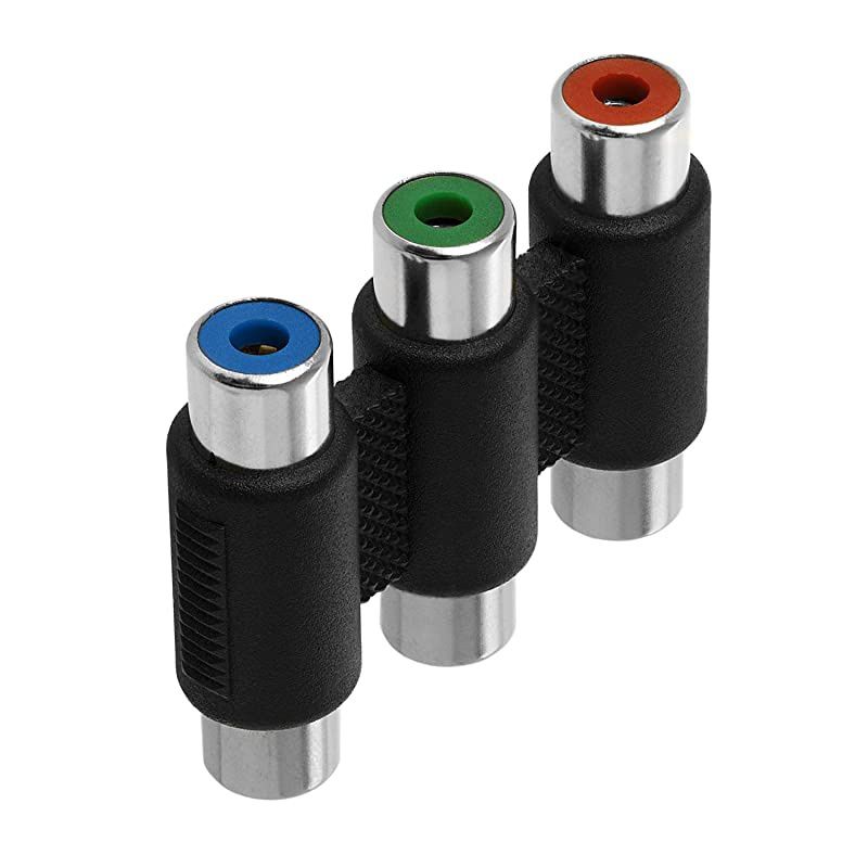 3-RCA Jacks Coupler Jointer &ndash; RGB Female 3-RCA Adapter Extension AV Audio Video F/F Cable Connector - (10 Pack)