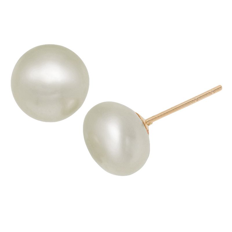 14k Yellow Gold 10mm Freshwater Pearl Stud Earrings