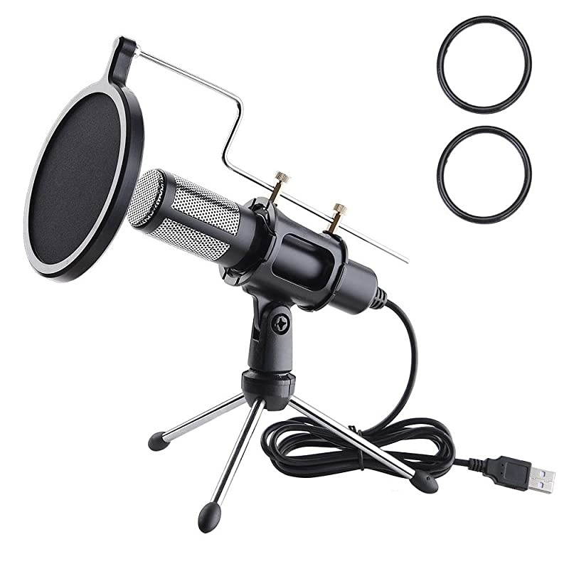 Condenser USB Microphone with Tripod Stand for Live Stream Game Skype YouTube Studio Vedio Recording Laptop Computer