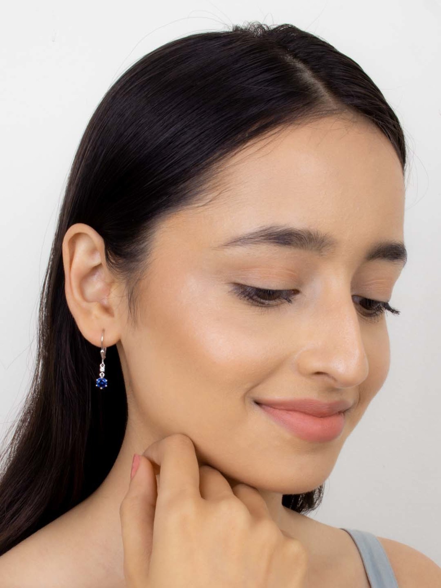 Ornate Jewels 92.5 Sterling Silver Blue Sapphire Earrings for Women