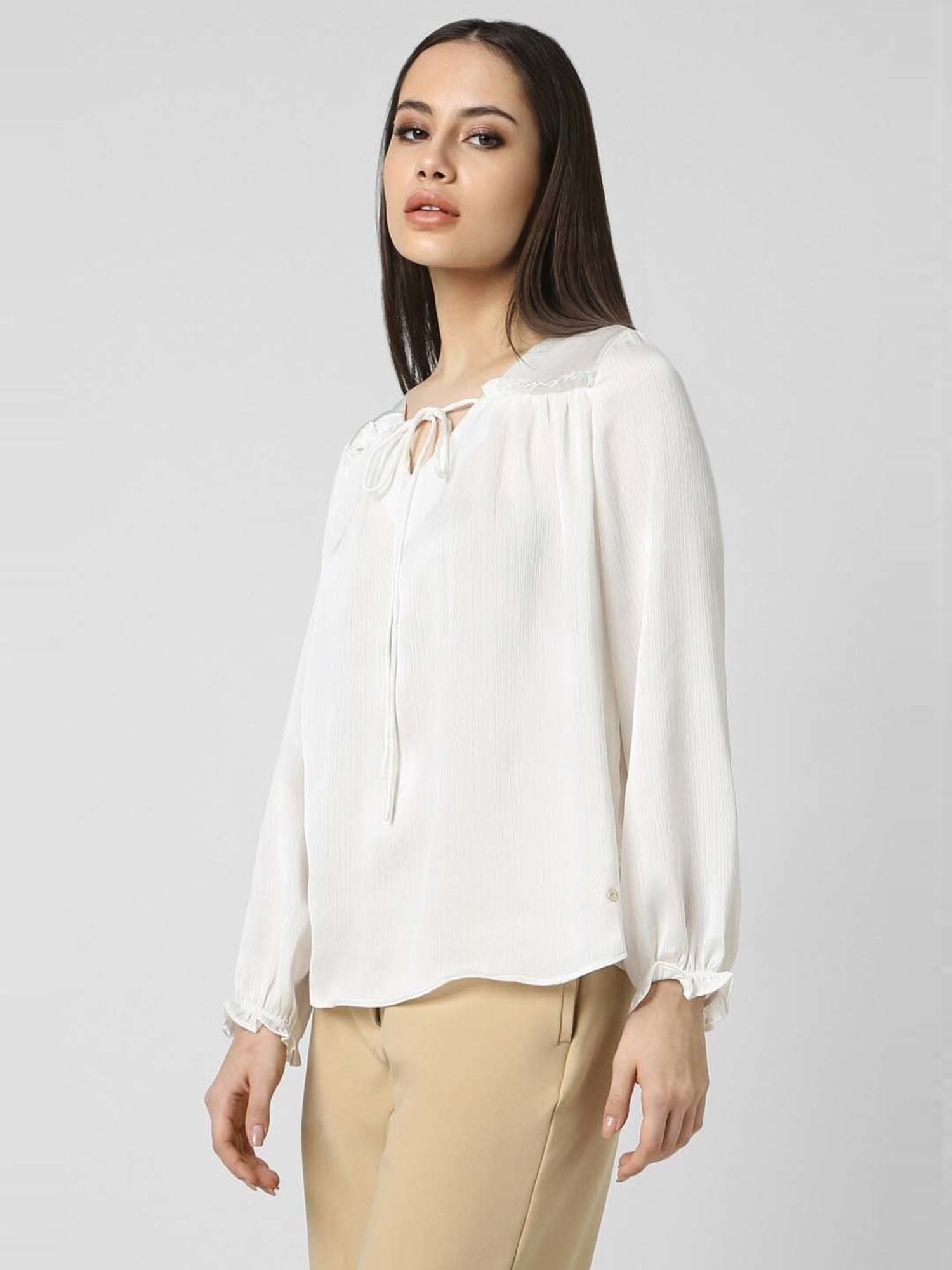 Van Heusen White Textured Pattern Top
