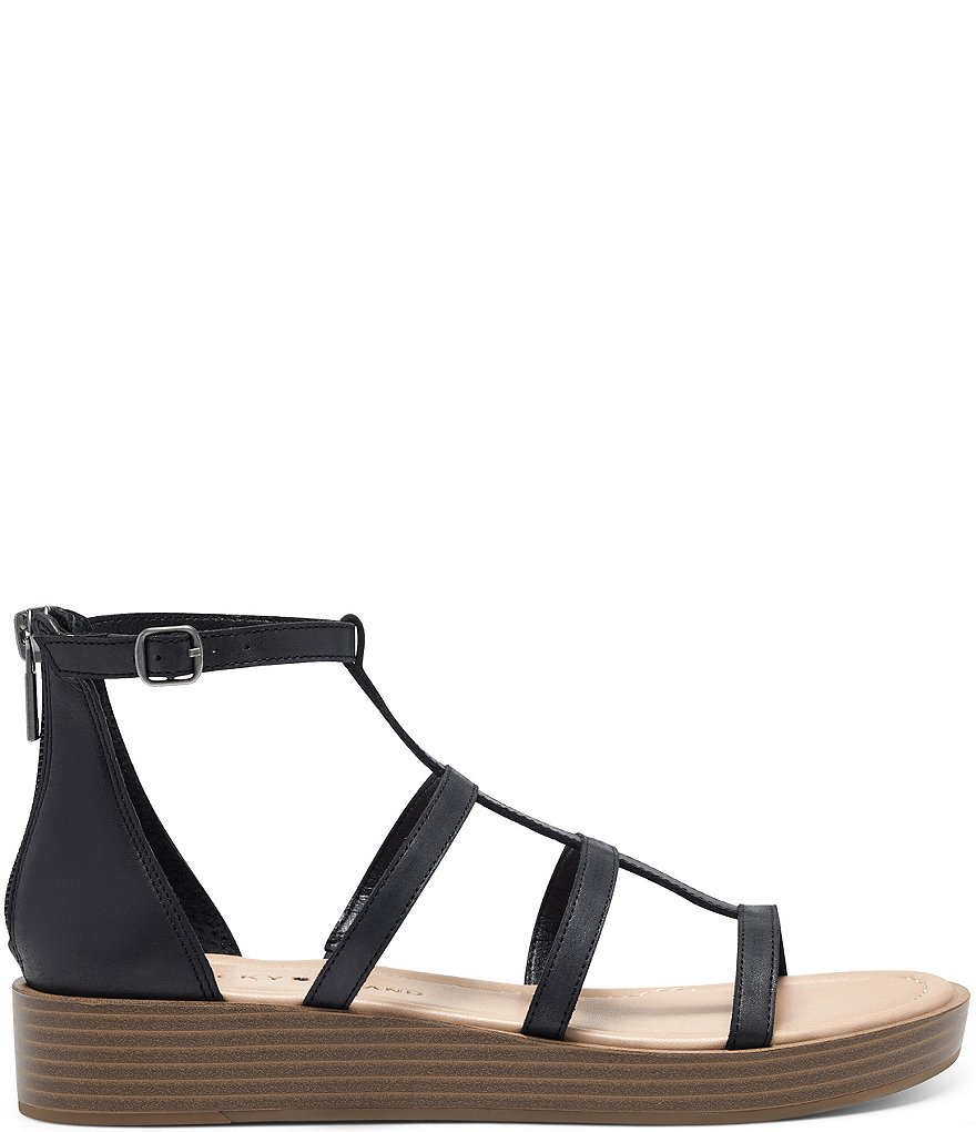 Lucky Brand Ellian Leather Gladiator Wedge Sandals