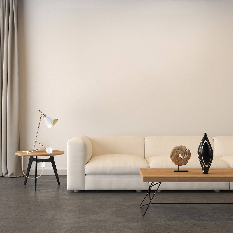 22" Zelda Matte White Desk Lamp with Gold Accents and White Fabric Cord - Novogratz x Globe