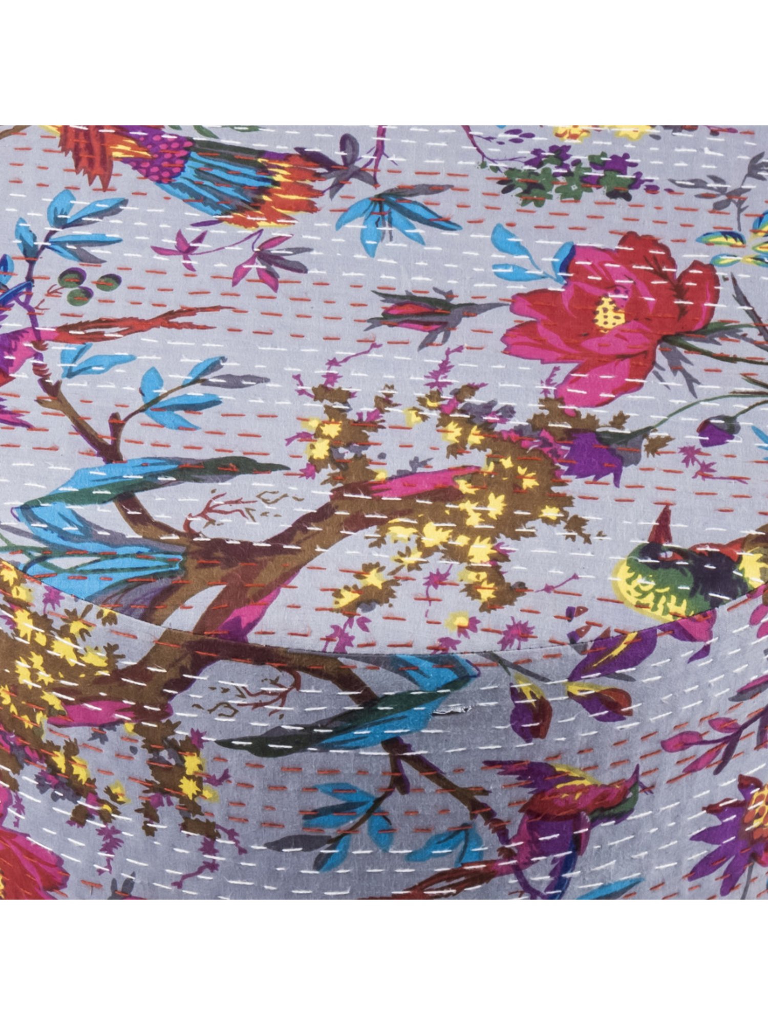 Chumbak Spring Marigold Floral Green Mango Wood Modern Trunk Storage Ottoman