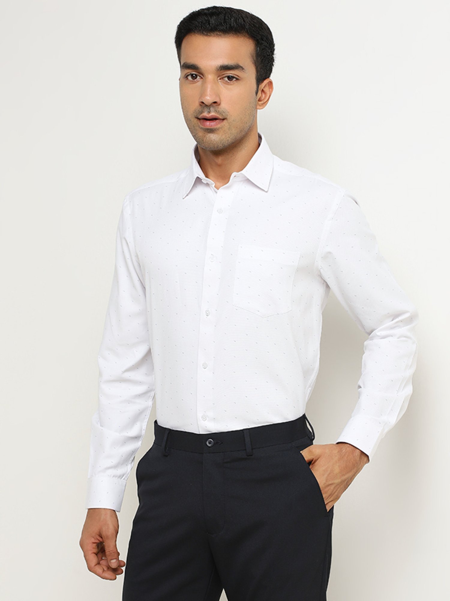 WES Formals by Westside White Printed Relaxed-Fit Shirt