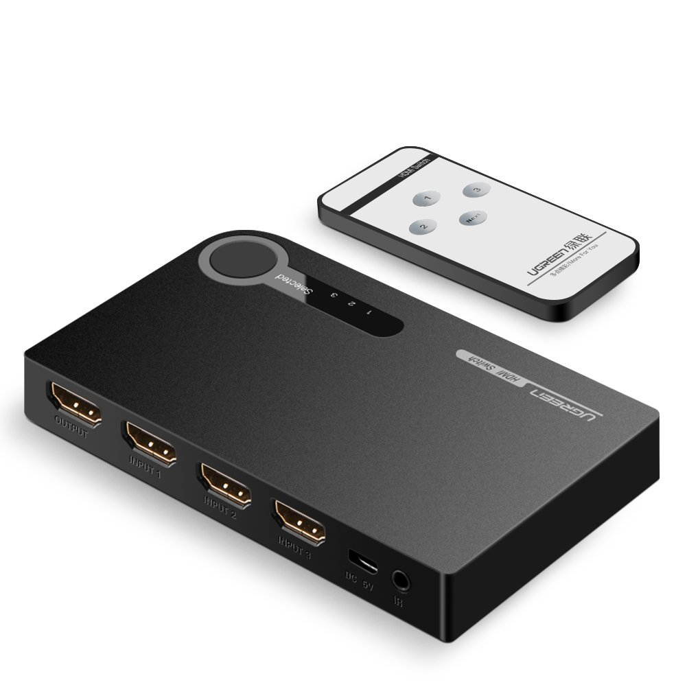 LUOM HDMI Switch 4K, 3 Ports HDMI Switcher Hub Splitter 3 Port HDMI Hub with IR Wireless Remote Control - Support TV, Projector Camcorders, Laptop, Monitor,PC Laptop, Xbox 360/One, PS4/PS3, Nintendo