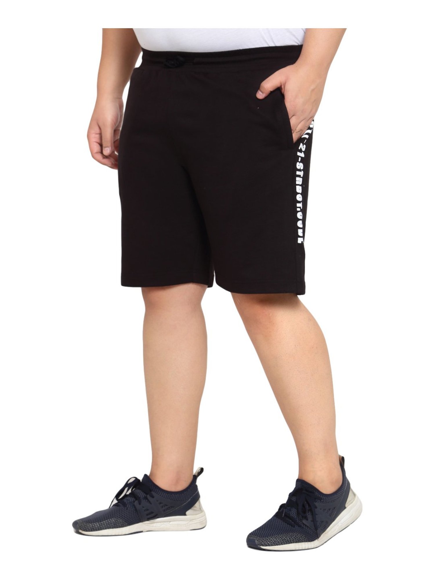 Melon by PlusS Black Cotton Regular Fit Shorts