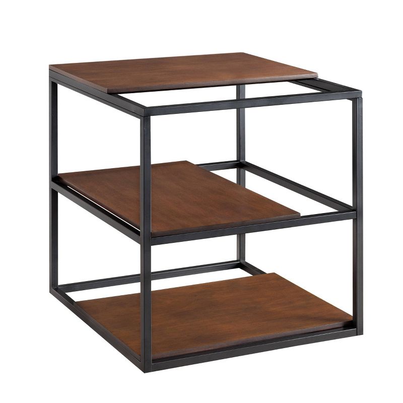 Decklan Sliding Shelf End Table Dark Tobacco/Black - Holly & Martin