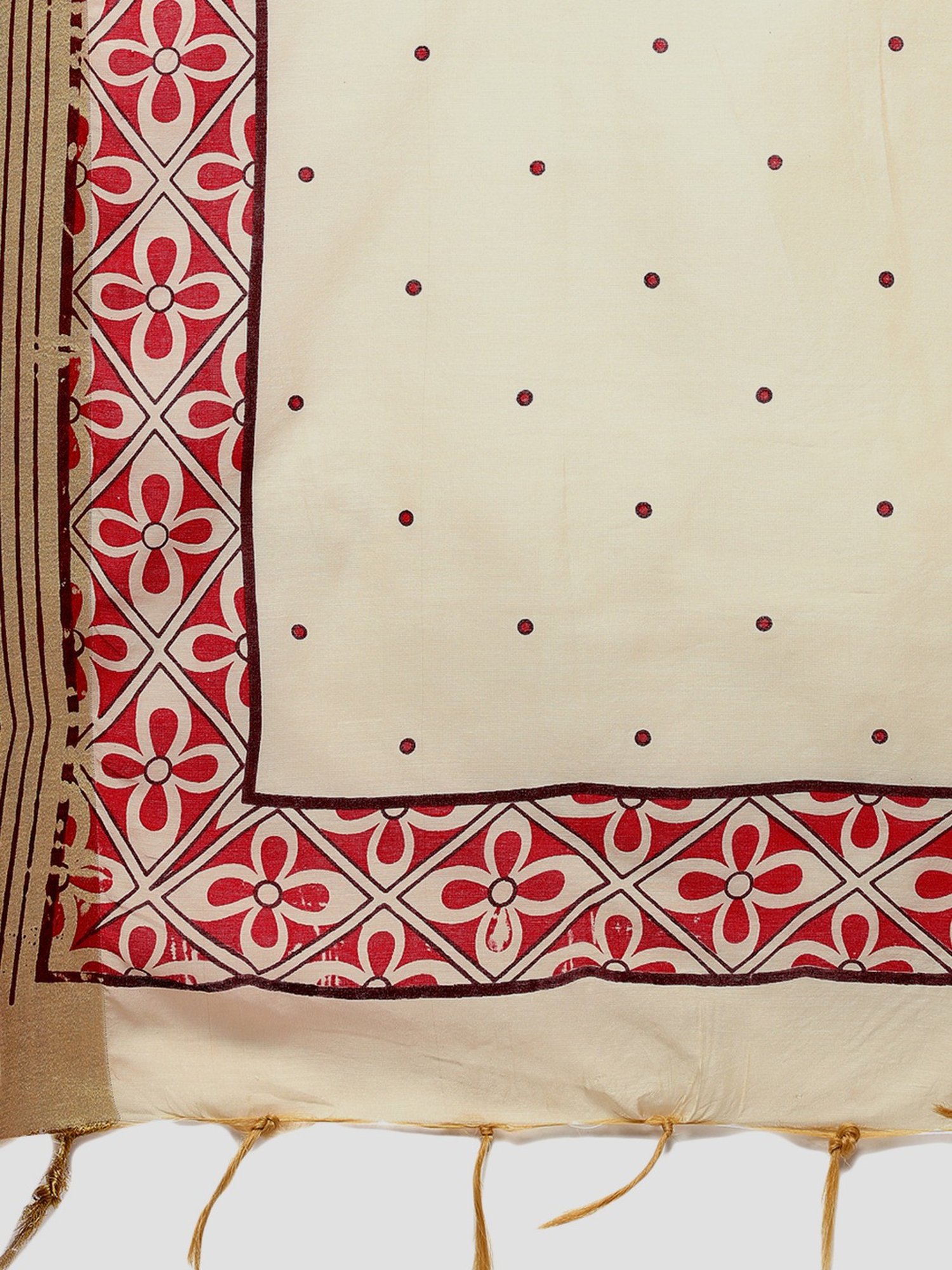 Saree Mall Red & Beige Printed Dress Material