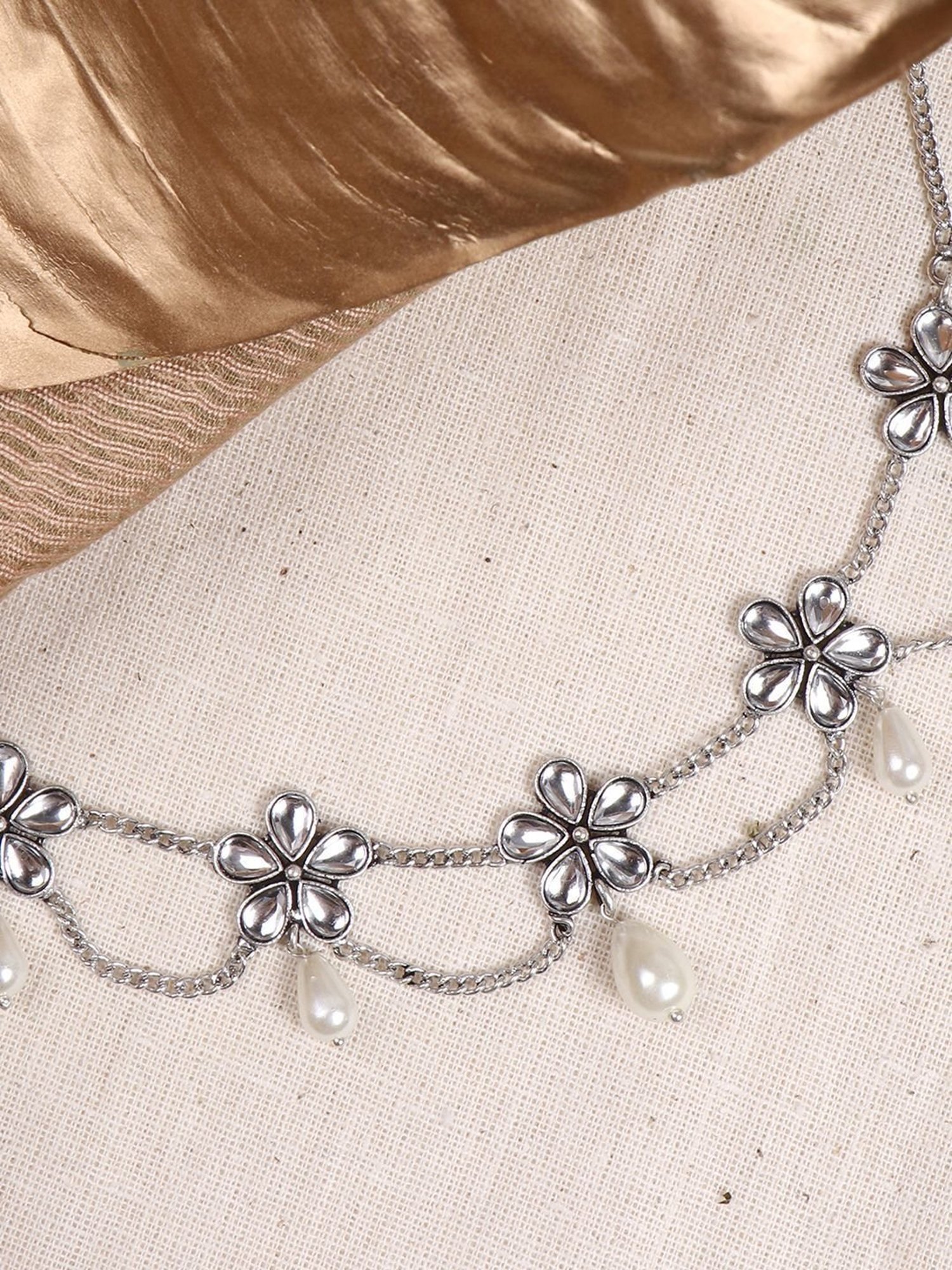 ToniQ Gold-Plated White Baroque Choker Necklace for Women