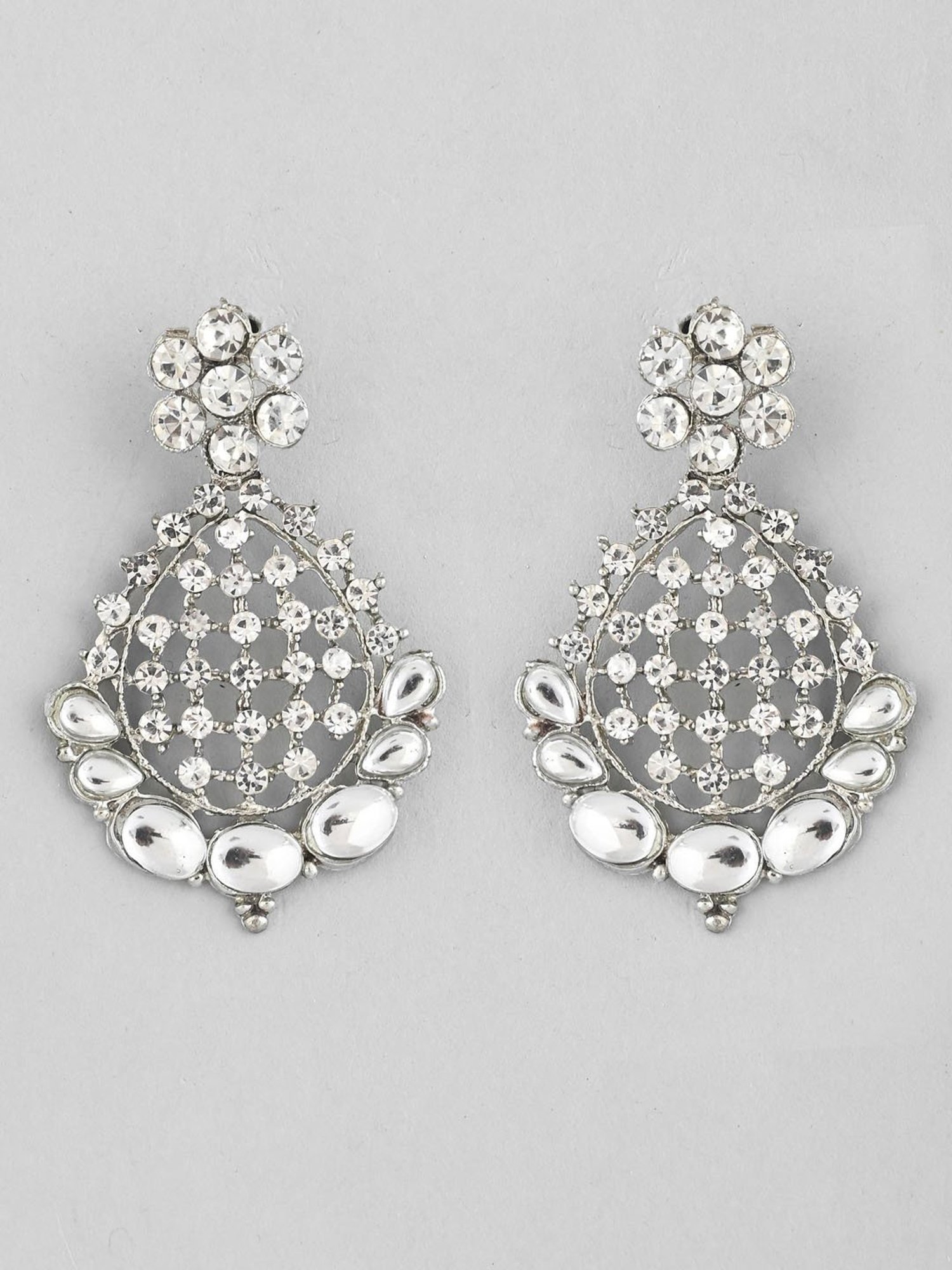 VOJ Silver Plated Cz-Stone Studded Choker Set with Mangtikka for Women