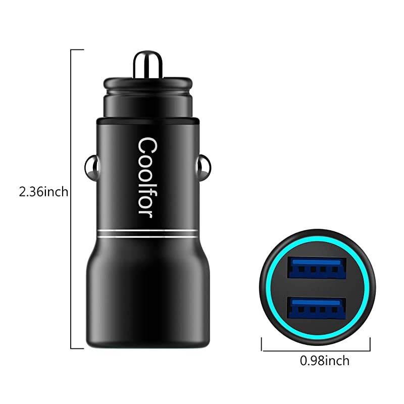 Fast Car Charger, 36W Dual Fast USB Car Charger Adapter Compatible with iPhone 11/Xs/Xs max/Xr/X/8/7/6/5,iPad Pro/Air/Mini/,Samsung Galaxy S10/S9/S9+/S8/S7,Note 9/Note8,LG,Pixel and More,Black