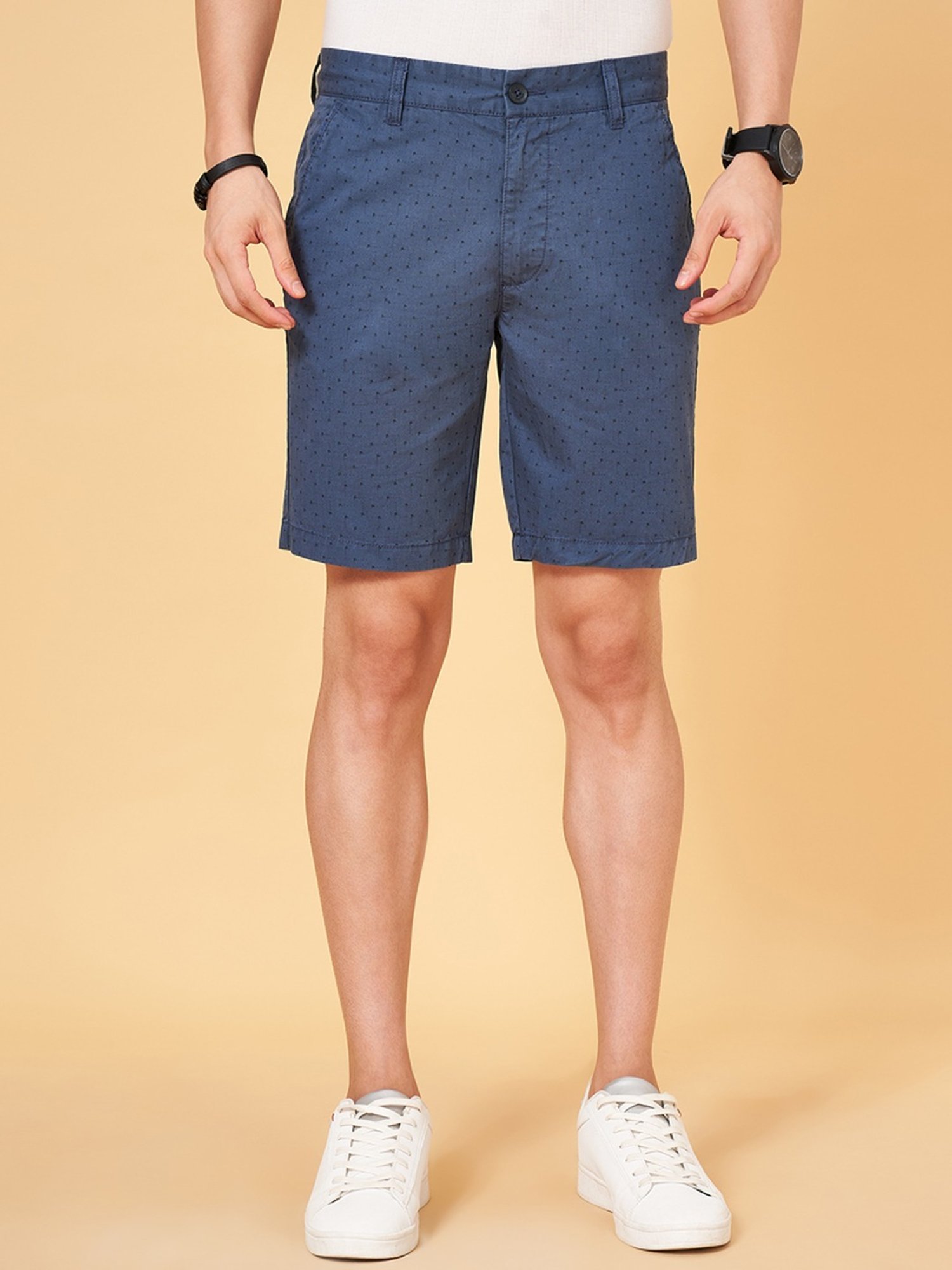 Byford By Pantaloons Blue Depths Slim Fit Printed Shorts