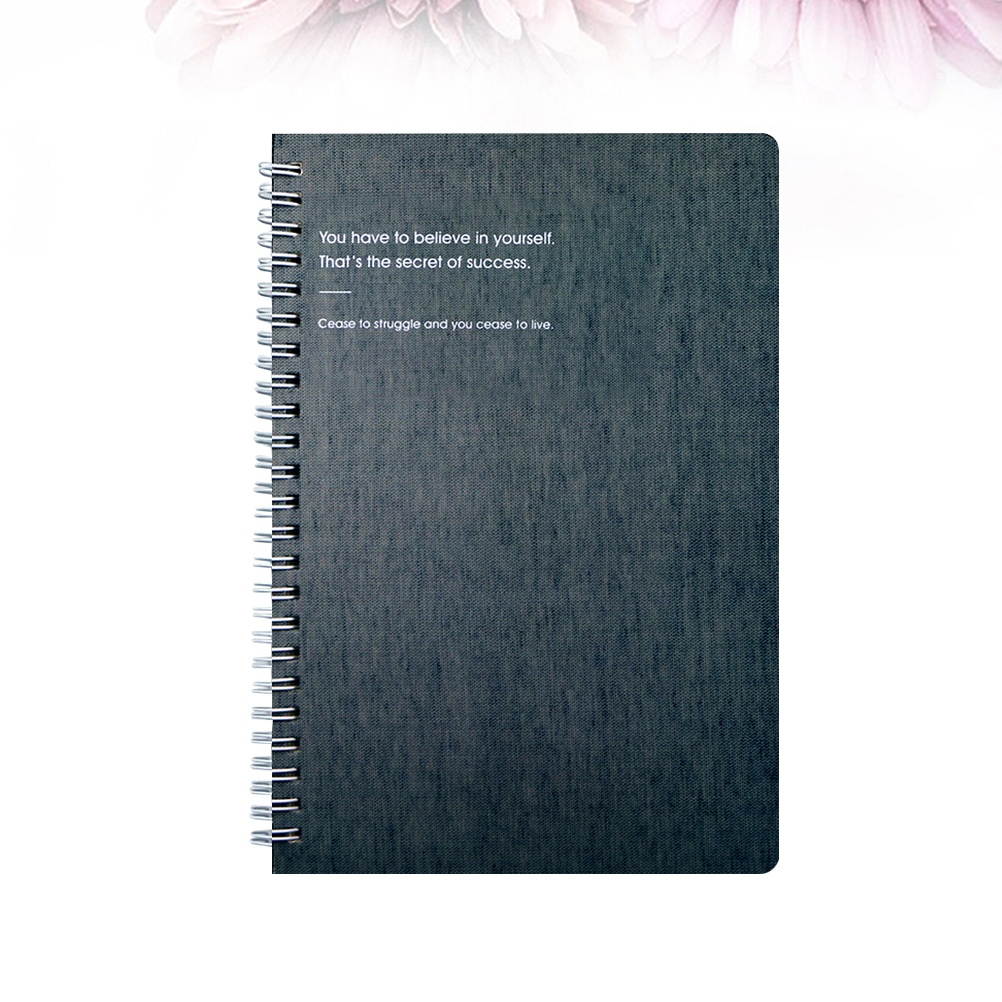 2pcs Side-spiral Notebooks Simple Cover Notepad Students Stationery Prcatical Work-book for Man Woman (A5 Black Blue)