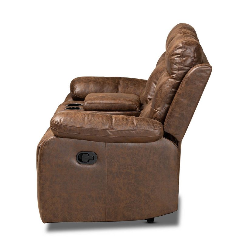 Beasely Faux Leather Upholstered 2 Seater Reclining Loveseat Brown - Baxton Studio
