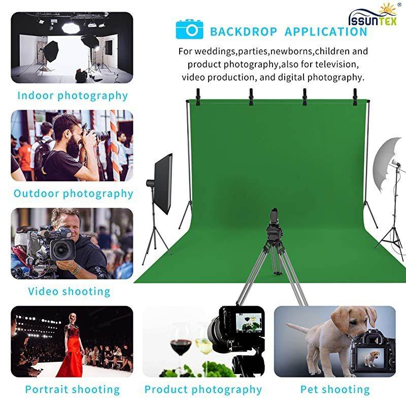 9X15 ft Background Muslin Backdrop, Photo Studio, Collapsible High Density Screen for Video Photography and Television-Green