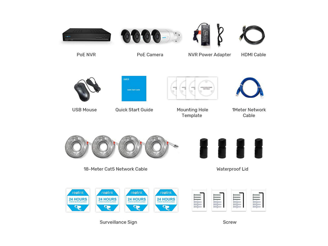 Reolink 8CH 4MP PoE Home Security Camera System, 4 x Wired 4MP Outdoor PoE IP Cameras, 5MP 8 Channel NVR Security System w/ 2TB HDD for 7/24 Recording Super HD RLK8-410B4
