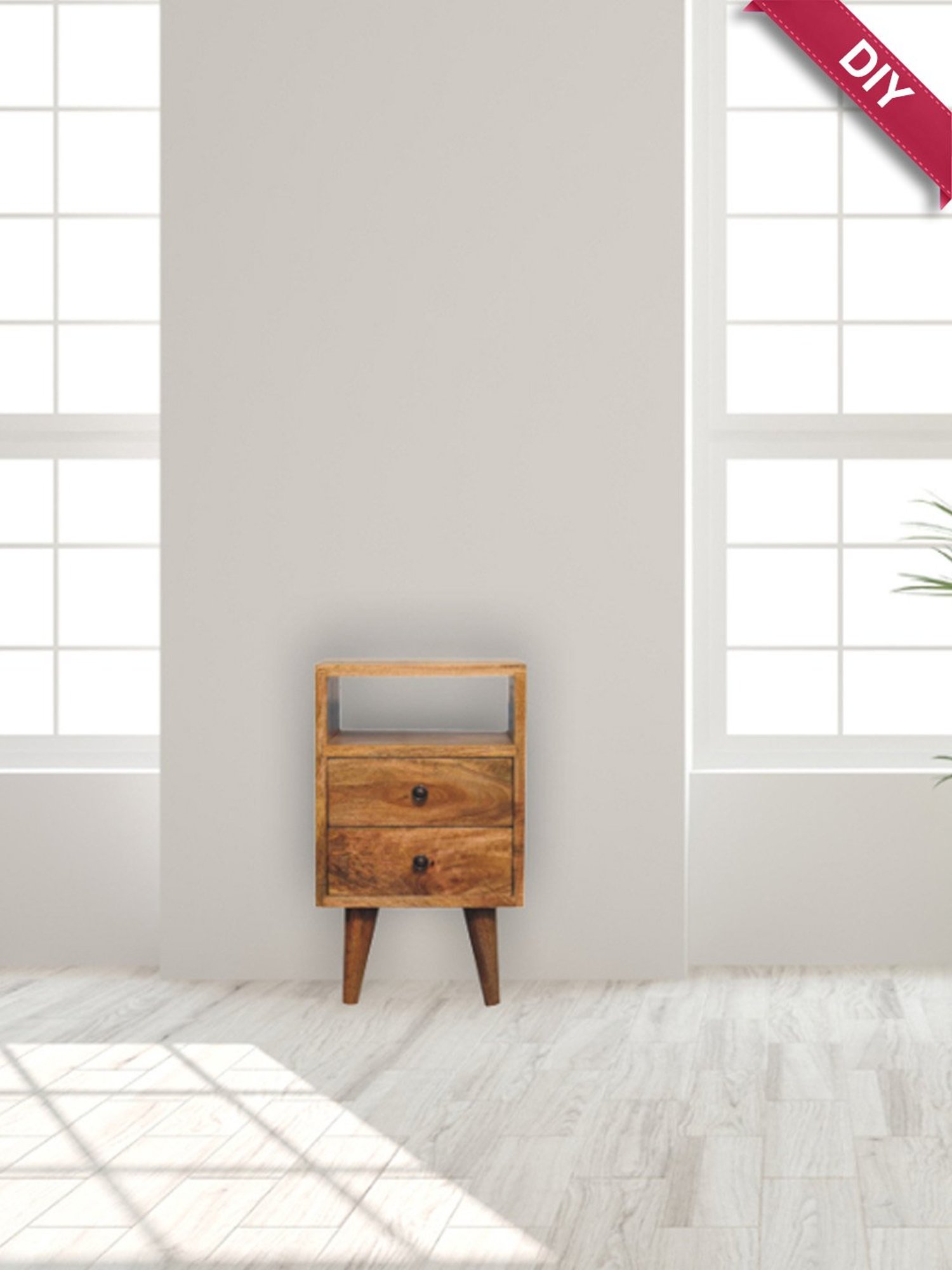 Artisan Furniture Brown Wood Mini Classic Oakish Bedside Table with Open Slot