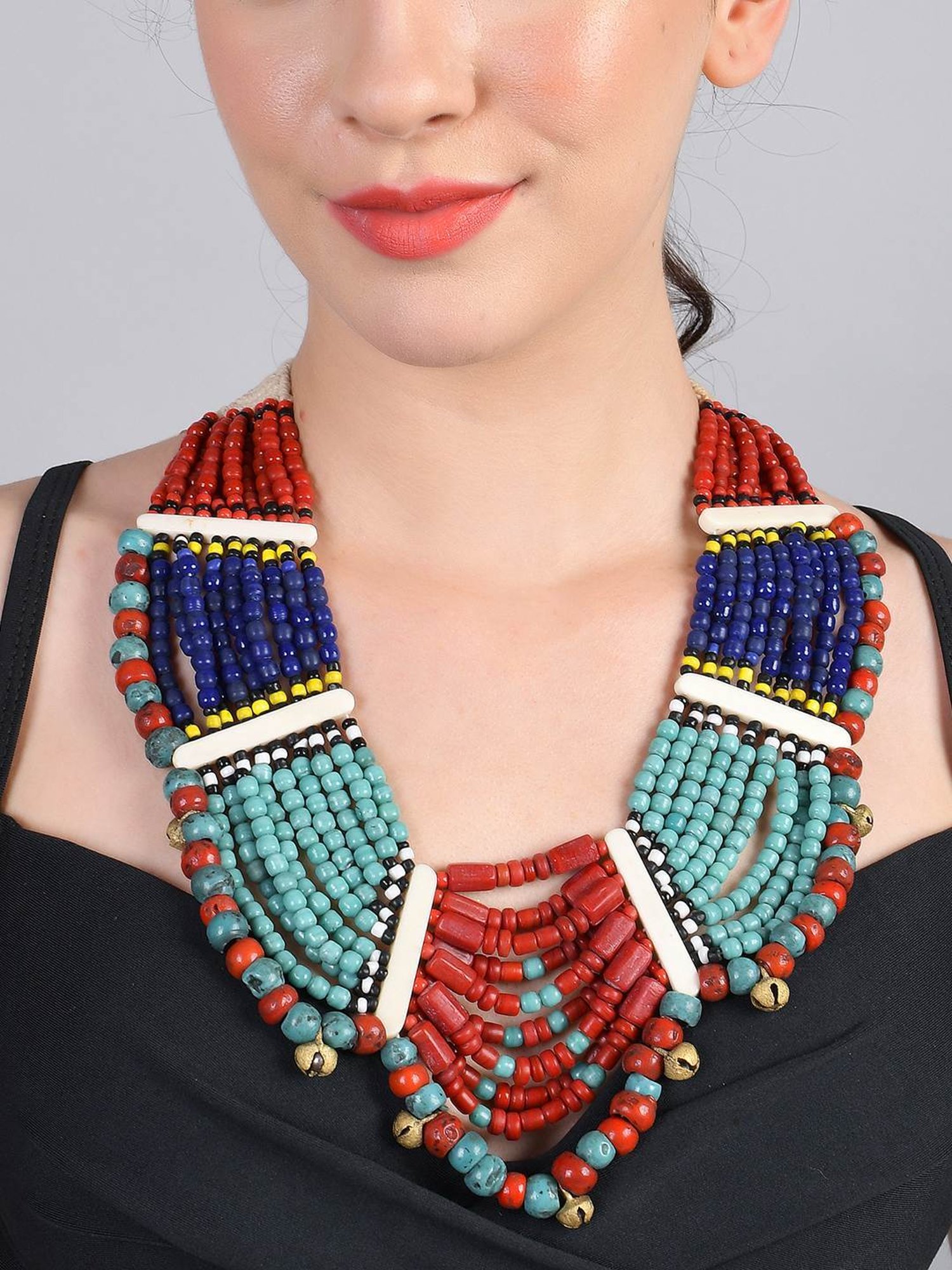 Imli Street Multicolor Vintage Naga Beaded Tribal Necklace