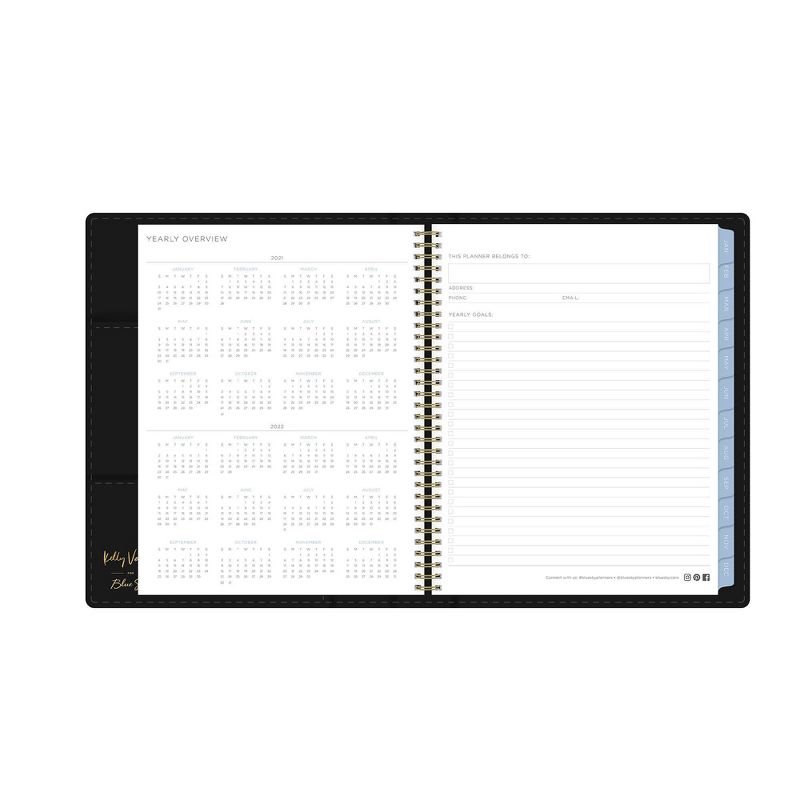 2021 Planner 8.5" x 11" Faux Leather Weekly/Monthly Wirebound Refillable Black - Kelly Ventura